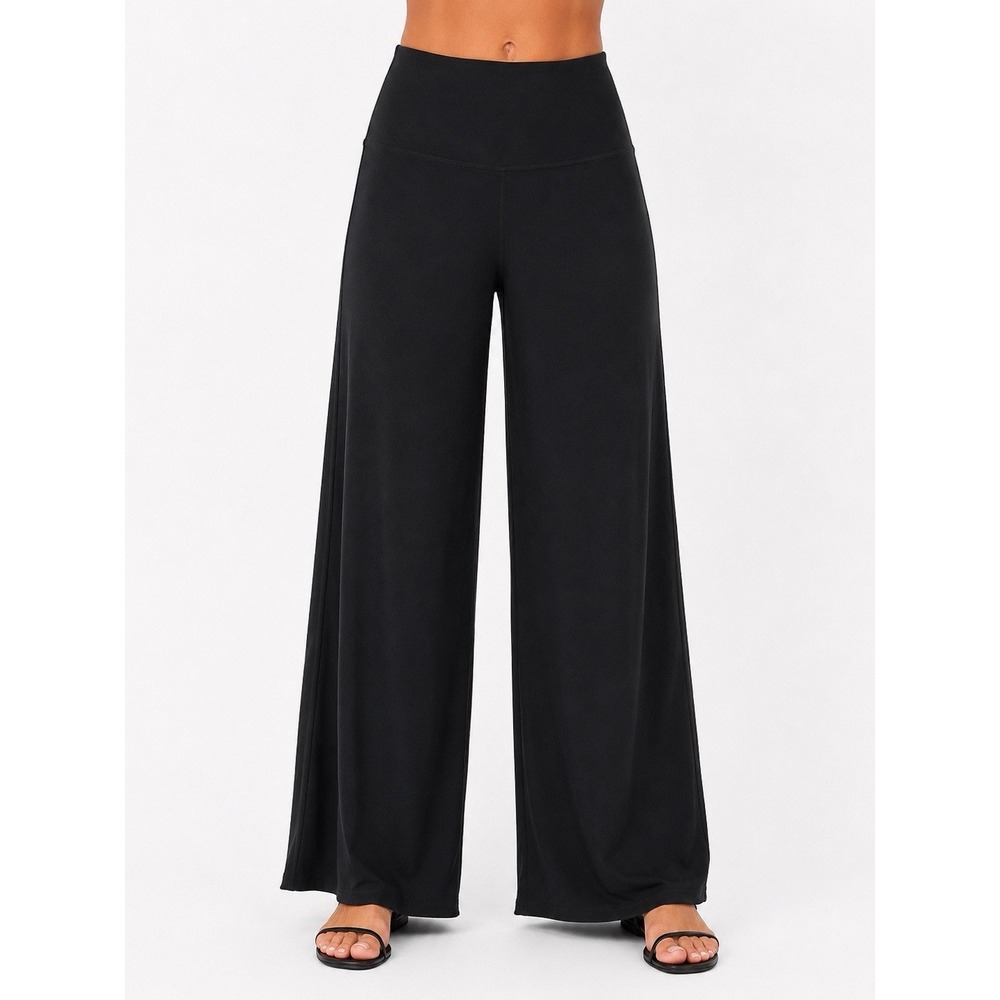 Ingrid & Isabel Womens M Black Wide Leg Maternity Pants High Waist Belly Panel